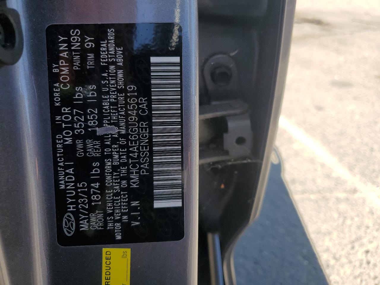 2016 Hyundai Accent Se VIN: KMHCT4AE6GU945619 Lot: 65400445