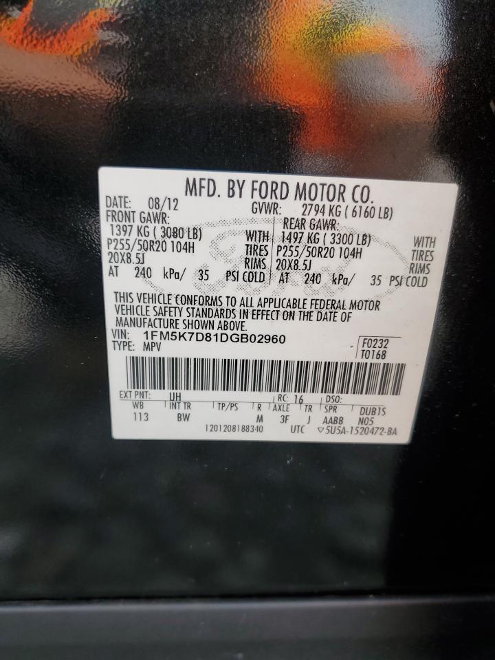 2013 Ford Explorer Xlt VIN: 1FM5K7D81DGB02960 Lot: 64789575