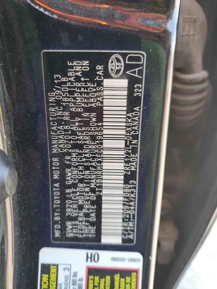 2014 Toyota Corolla L VIN: 2T1BURHEXEC019654 Lot: 64628605