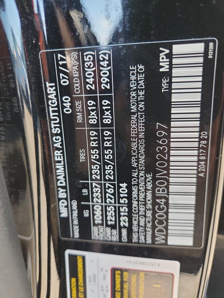 2018 Mercedes-Benz Glc 300 VIN: WDC0G4JB0JV023697 Lot: 63117435