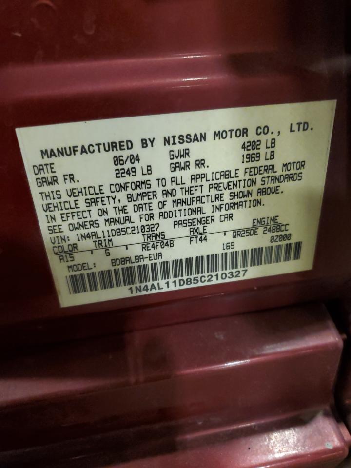 2005 Nissan Altima S VIN: 1N4AL11D85C210327 Lot: 64429925