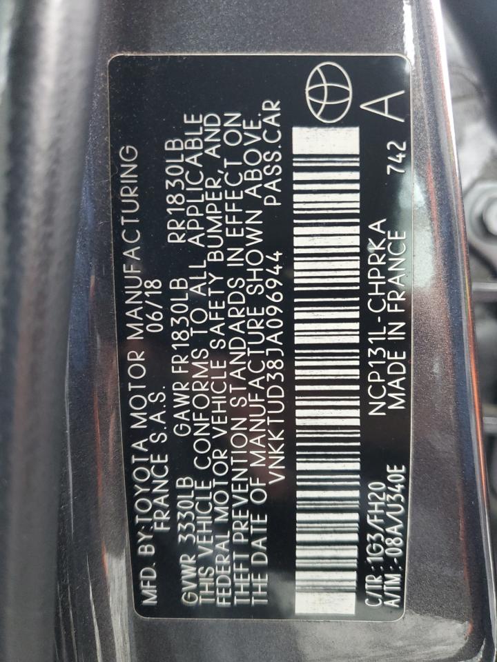 2018 Toyota Yaris L VIN: VNKKTUD38JA096944 Lot: 63370465