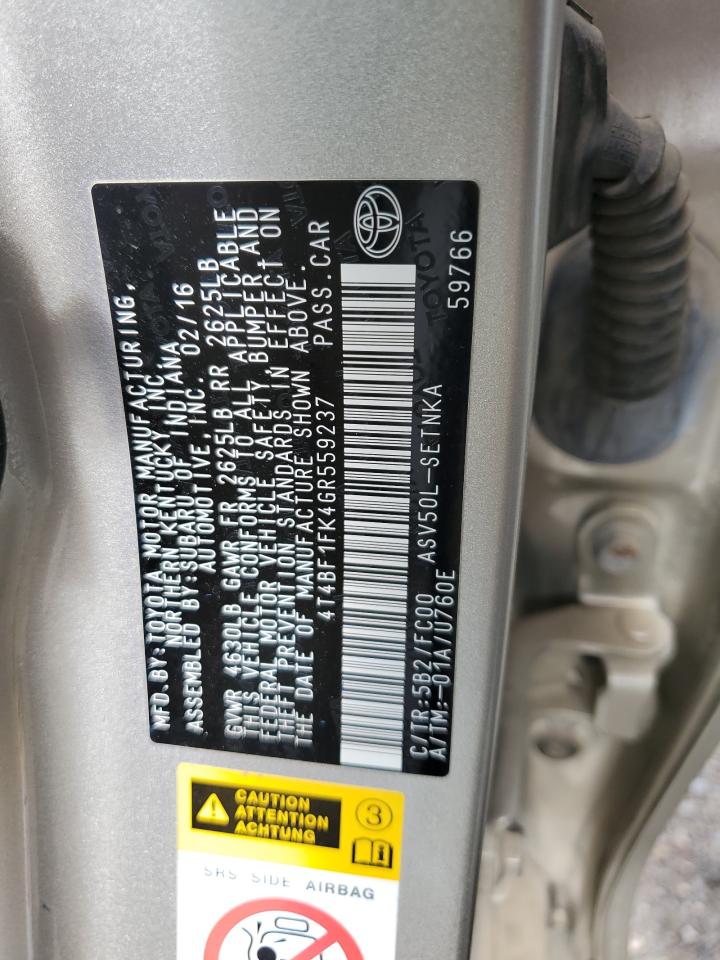 2016 Toyota Camry Le VIN: 4T4BF1FK4GR559237 Lot: 64031325