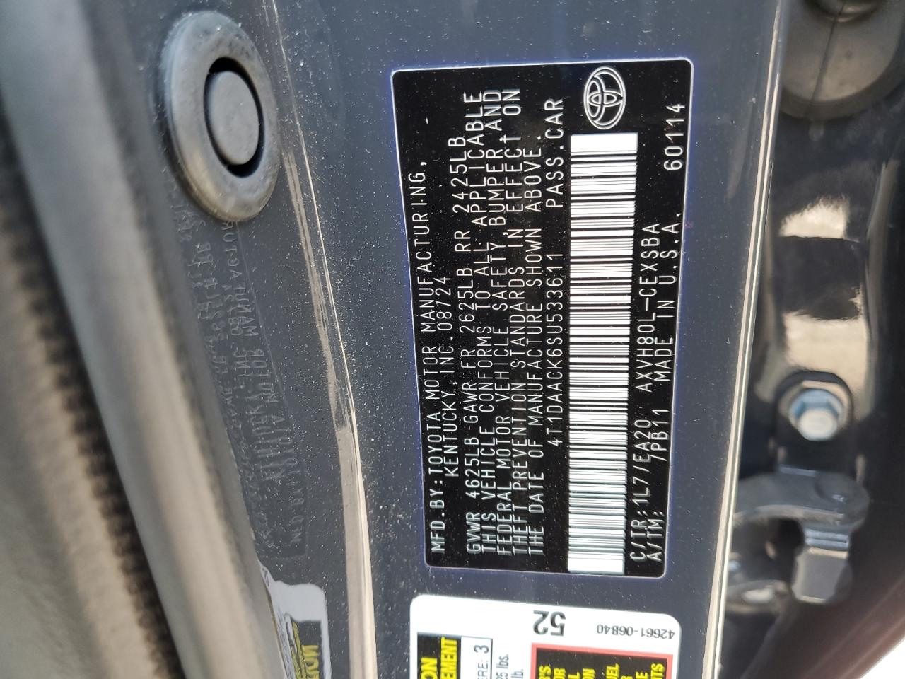 2025 Toyota Camry Xse VIN: 4T1DAACK6SU533611 Lot: 59768395