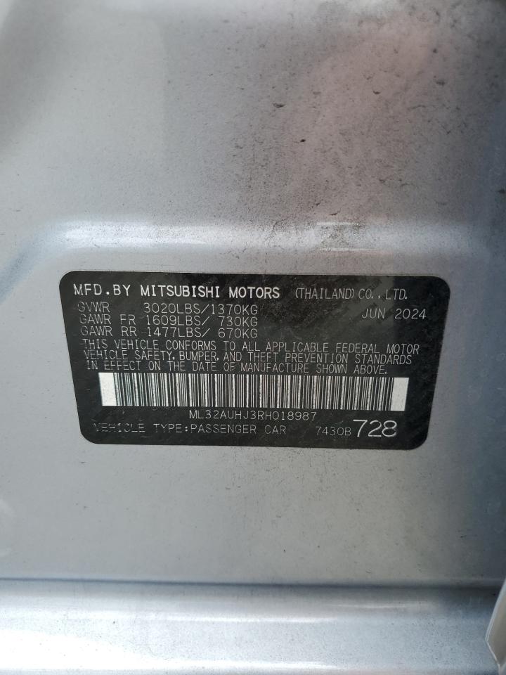 2024 Mitsubishi Mirage Es VIN: ML32AUHJ3RH018987 Lot: 65305505