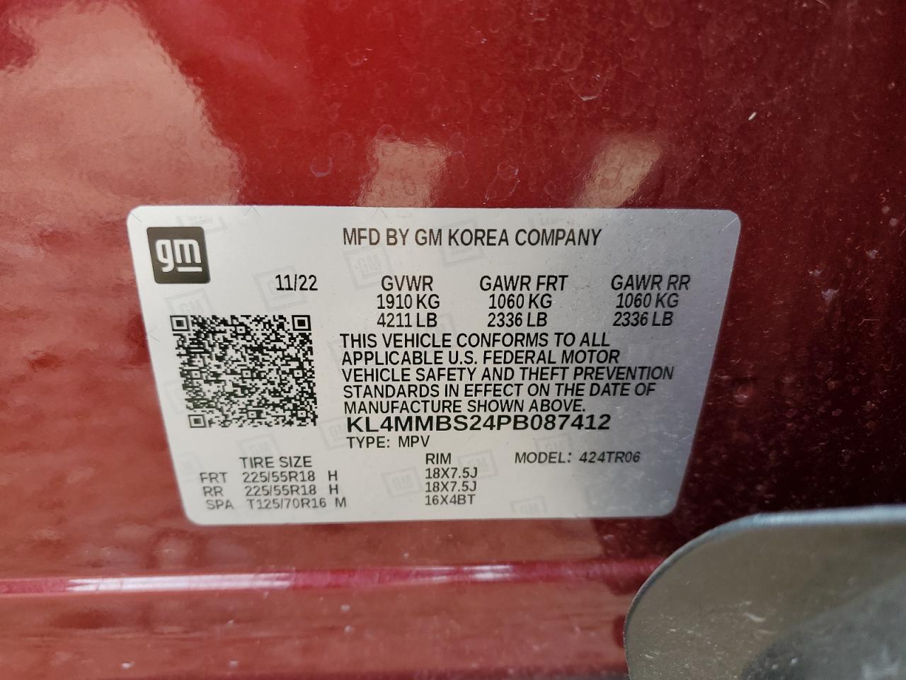 2023 Buick Encore Gx Preferred VIN: KL4MMBS24PB087412 Lot: 65247245