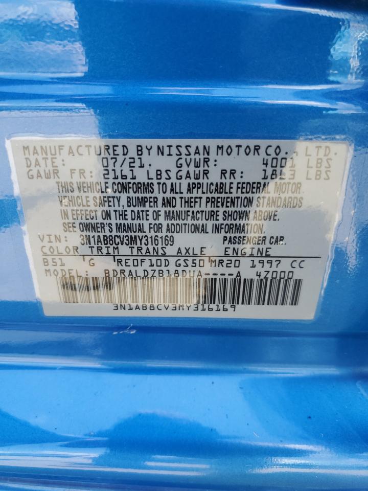 2021 Nissan Sentra Sv VIN: 3N1AB8CV3MY316169 Lot: 64552305