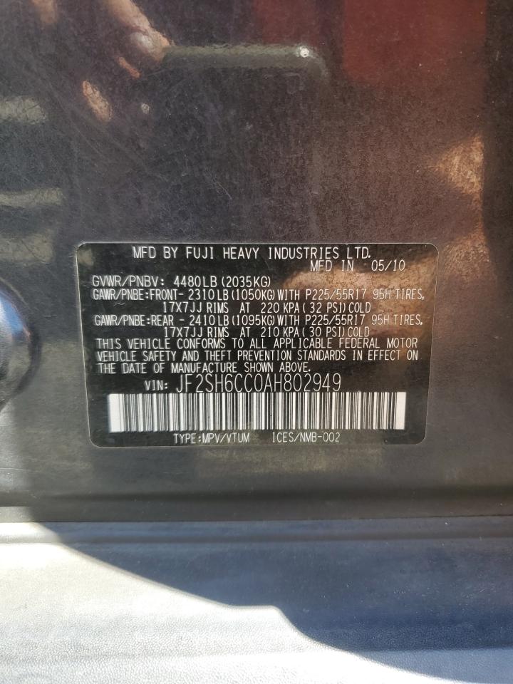 2010 Subaru Forester 2.5X Premium VIN: JF2SH6CC0AH802949 Lot: 64005245