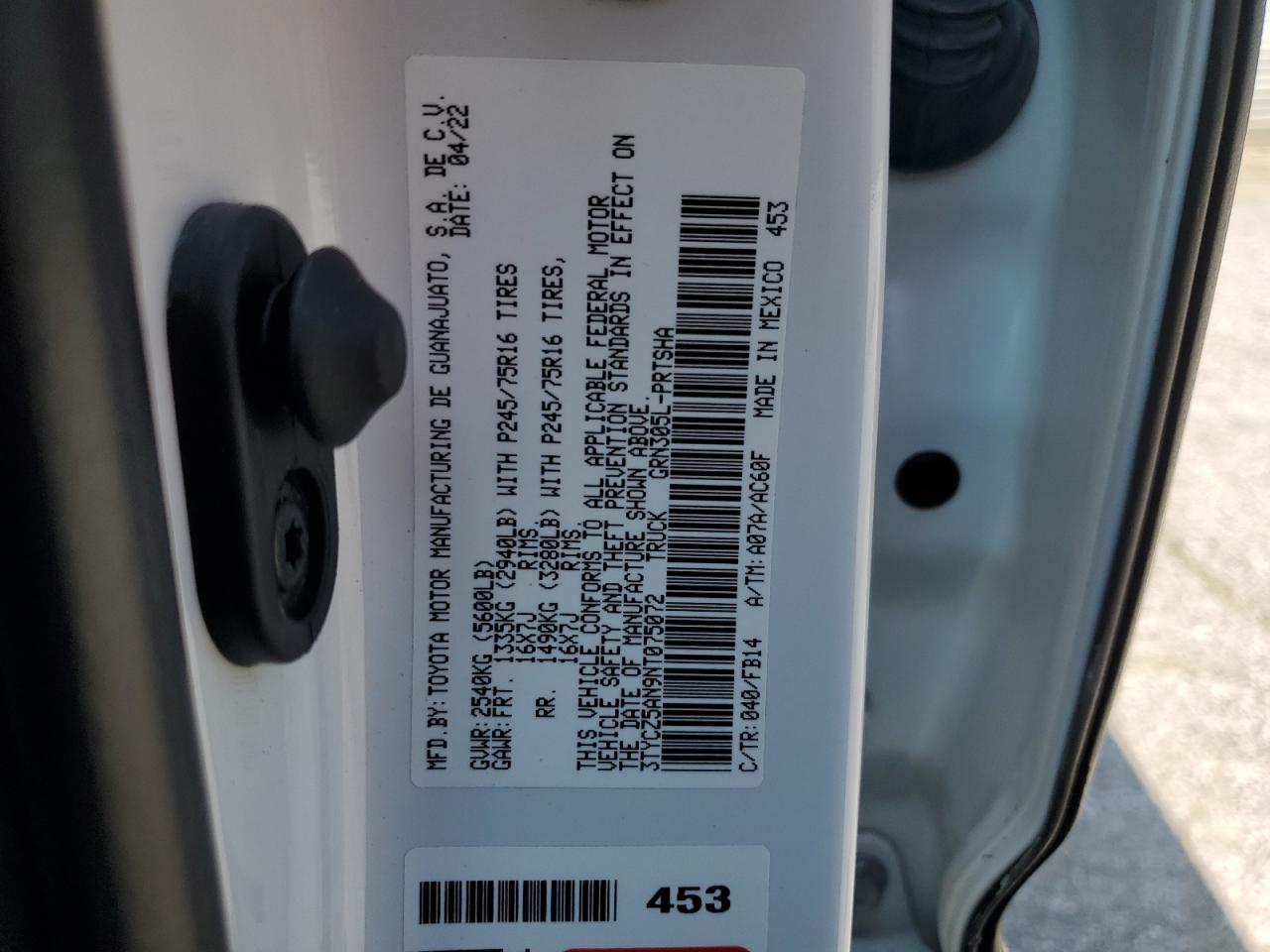 2022 Toyota Tacoma Double Cab VIN: 3TYCZ5AN9NT075072 Lot: 65885515