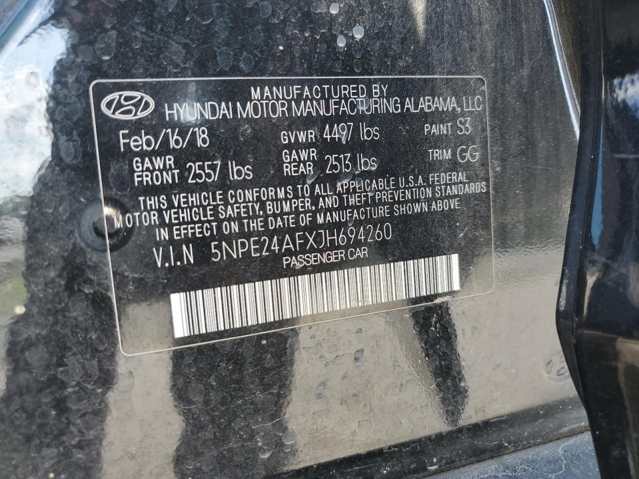 2018 Hyundai Sonata Se VIN: 5NPE24AFXJH694260 Lot: 65405605