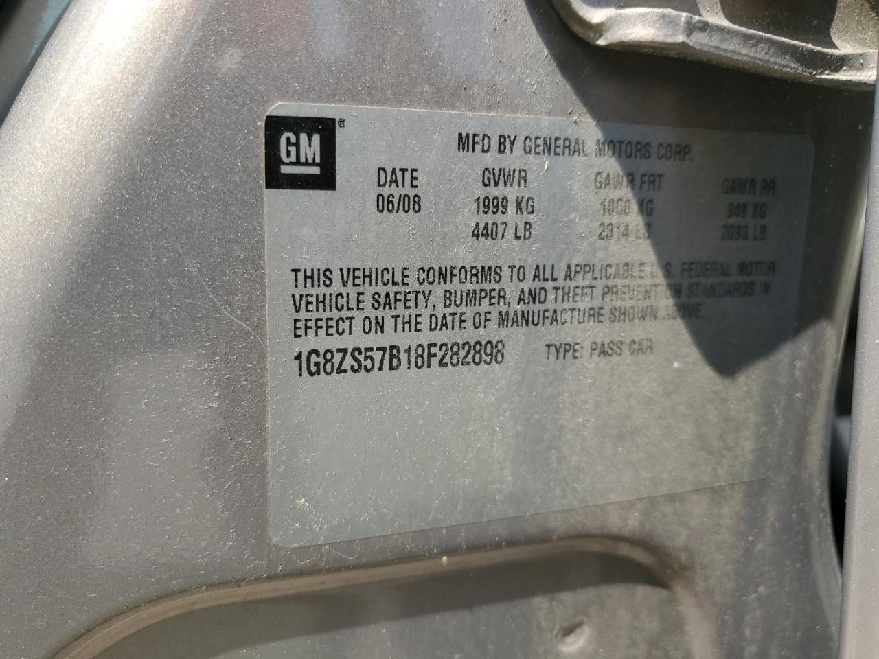 2008 Saturn Aura Xe VIN: 1G8ZS57B18F282898 Lot: 66641575
