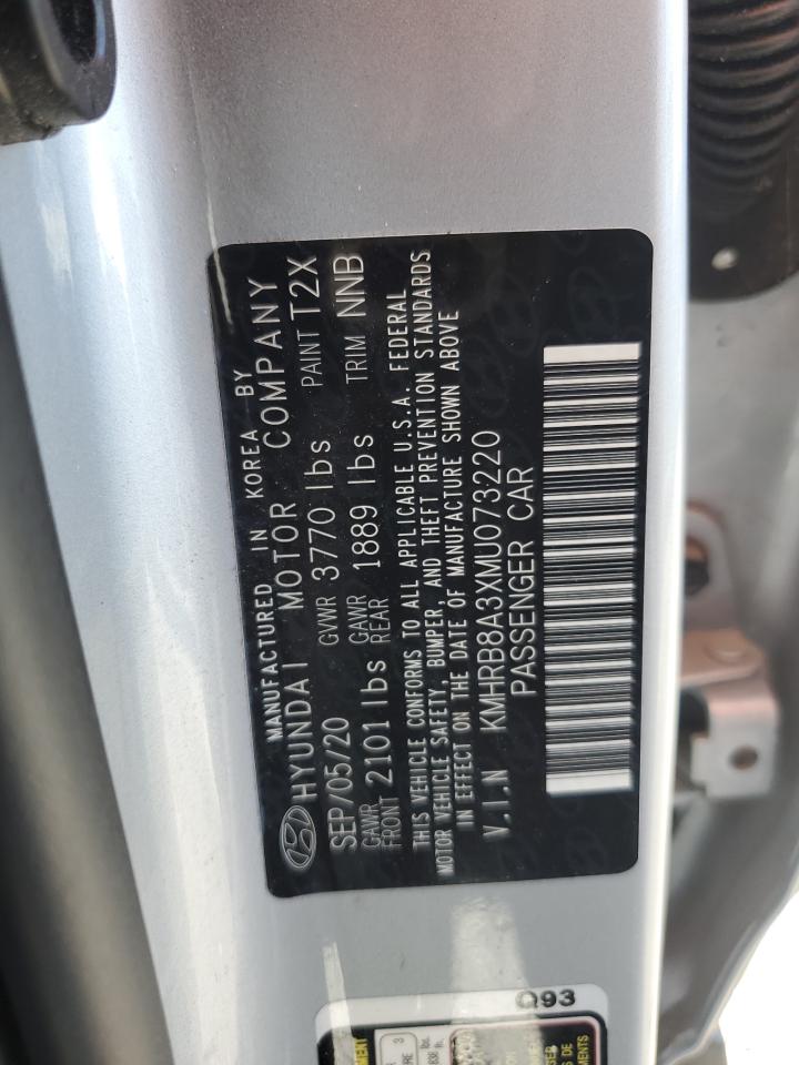 2021 Hyundai Venue Se VIN: KMHRB8A3XMU073220 Lot: 64245475