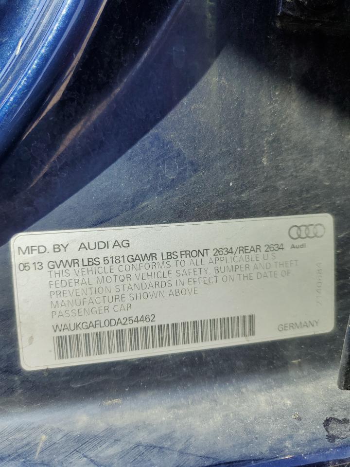 2013 Audi S4 Prestige VIN: WAUKGAFL0DA254462 Lot: 63047165