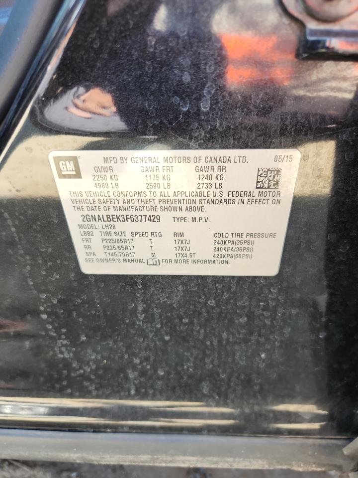 2015 Chevrolet Equinox Lt VIN: 2GNALBEK3F6377429 Lot: 65453195