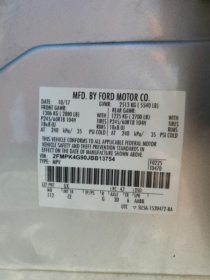 2018 Ford Edge Se VIN: 2FMPK4G90JBB13754 Lot: 63468245