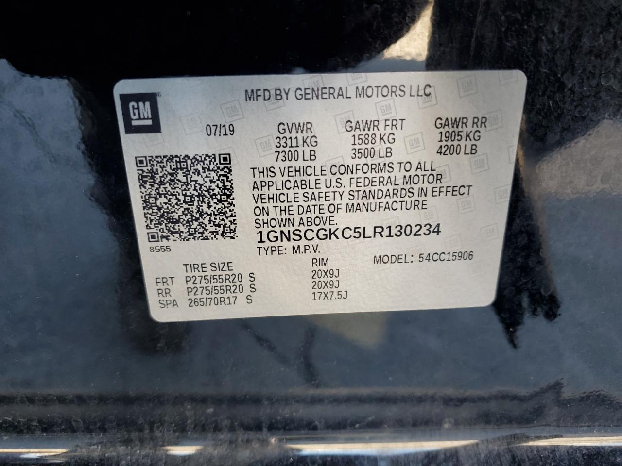 2020 Chevrolet Suburban C1500 Ls VIN: 1GNSCGKC5LR130234 Lot: 64139325