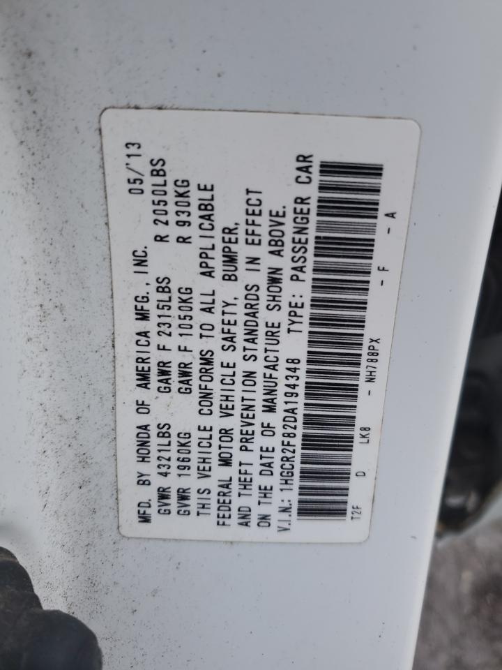 2013 Honda Accord Exl VIN: 1HGCR2F82DA194348 Lot: 65456415