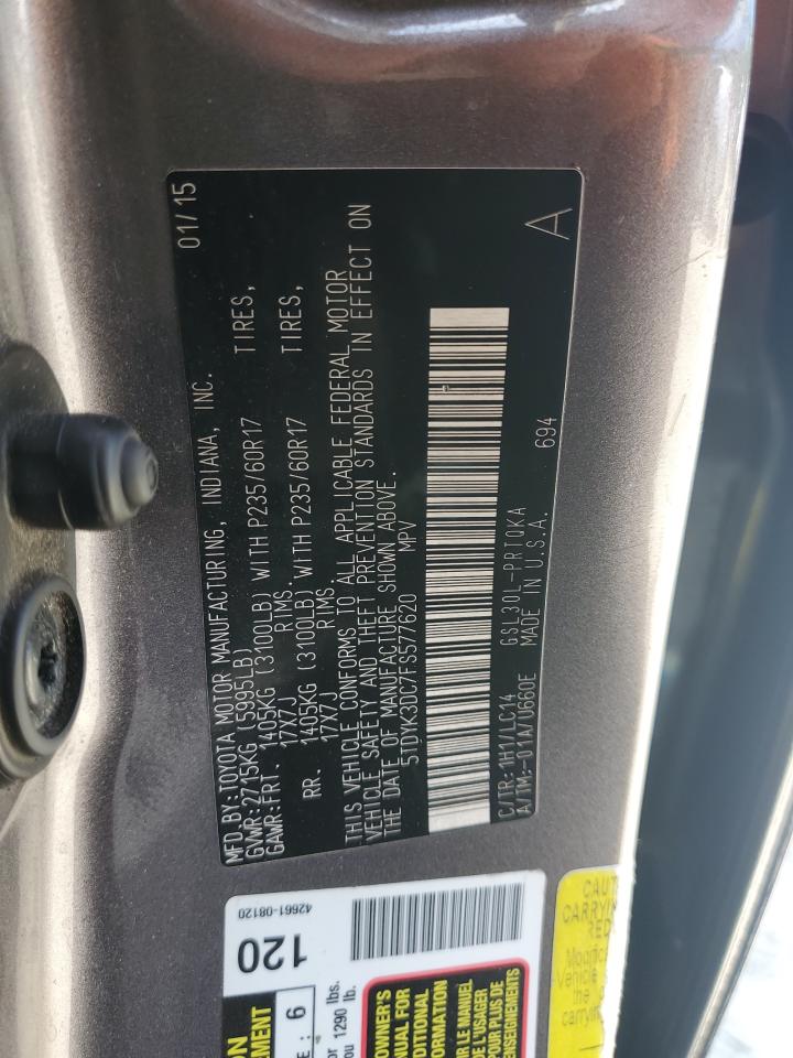 2015 Toyota Sienna Xle VIN: 5TDYK3DC7FS577620 Lot: 65393635