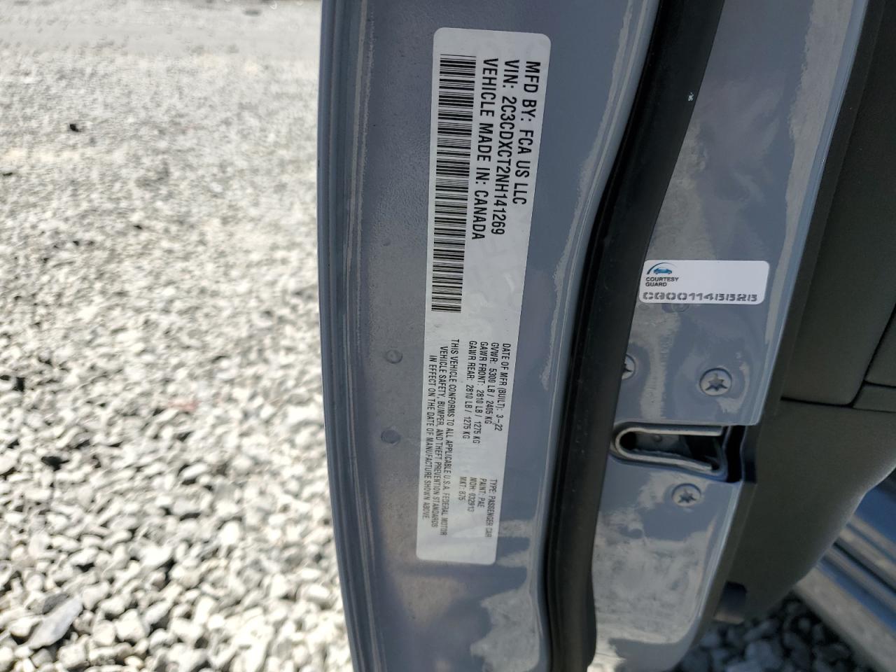 2022 Dodge Charger R/T VIN: 2C3CDXCT2NH141269 Lot: 64732285