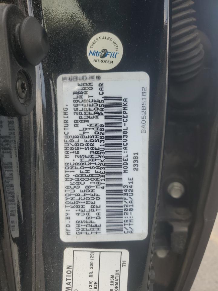 2003 Toyota Camry Le VIN: 4T1BE32K33U138280 Lot: 65726705