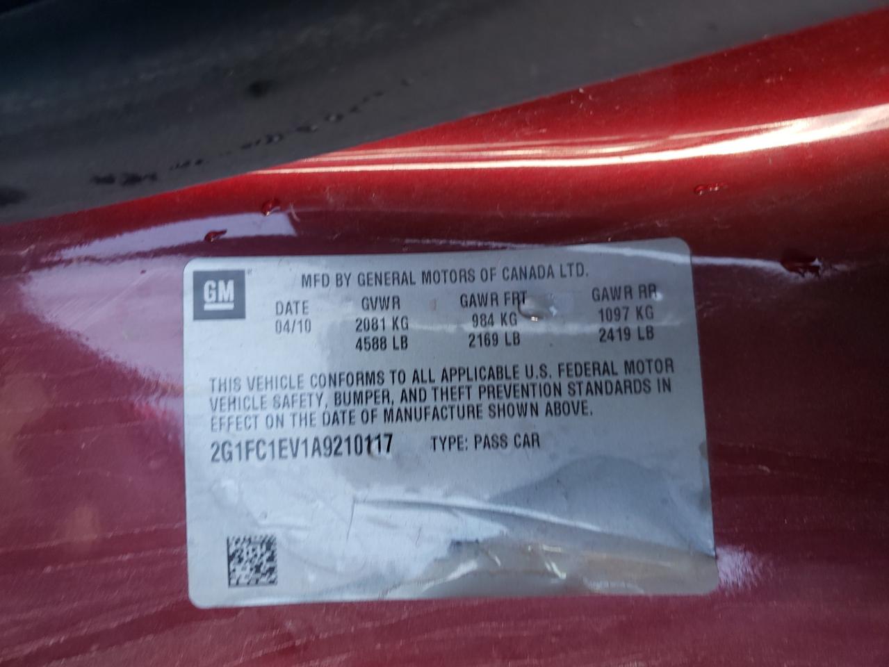 2024 Chevrolet Camaro Lt VIN: 2G1FC1EV1A9210117 Lot: 63486265