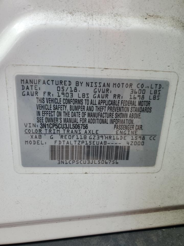 2018 Nissan Kicks S VIN: 3N1CP5CU3JL506756 Lot: 67174535