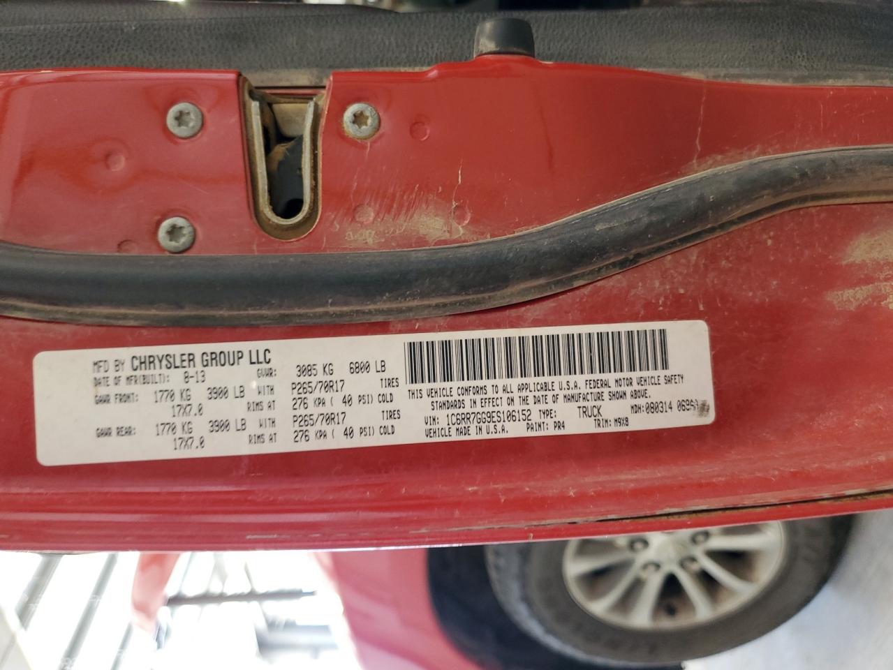 2014 Ram 1500 Slt VIN: 1C6RR7GG9ES106152 Lot: 63343125