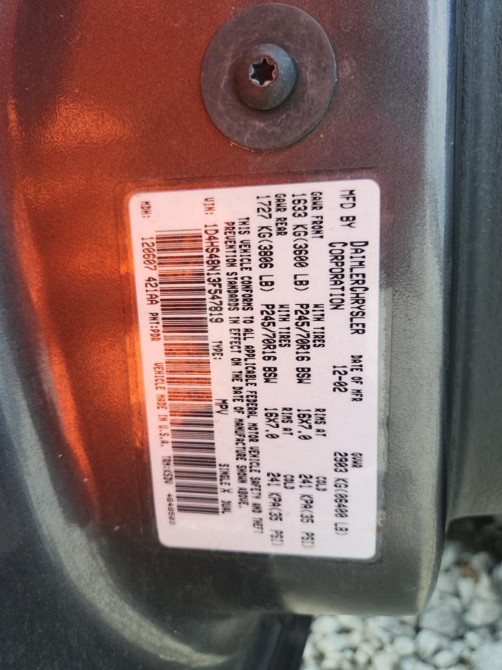 2003 Dodge Durango Slt VIN: 1D4HS48N13F547819 Lot: 64593365