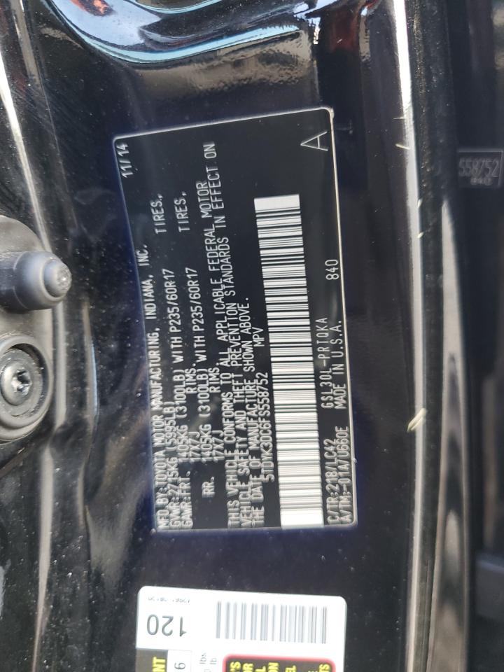 2015 Toyota Sienna Xle VIN: 5TDYK3DC6FS558752 Lot: 63238445