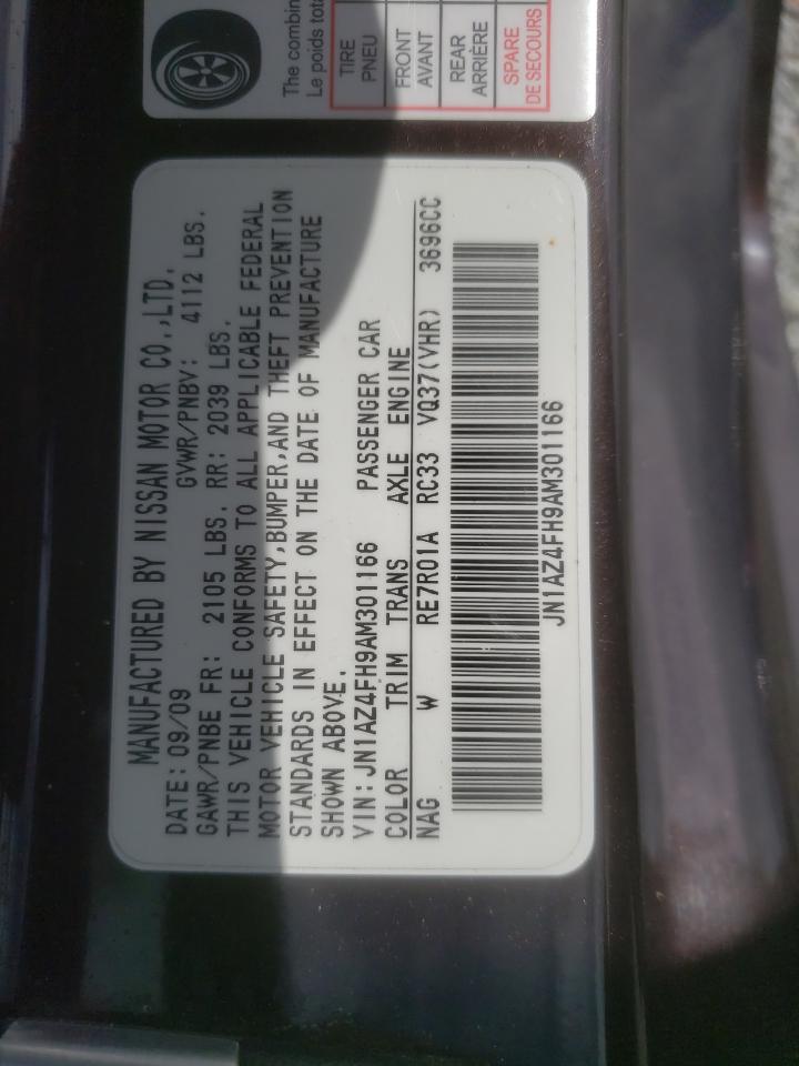 2010 Nissan 370Z VIN: JN1AZ4FH9AM301166 Lot: 63385445