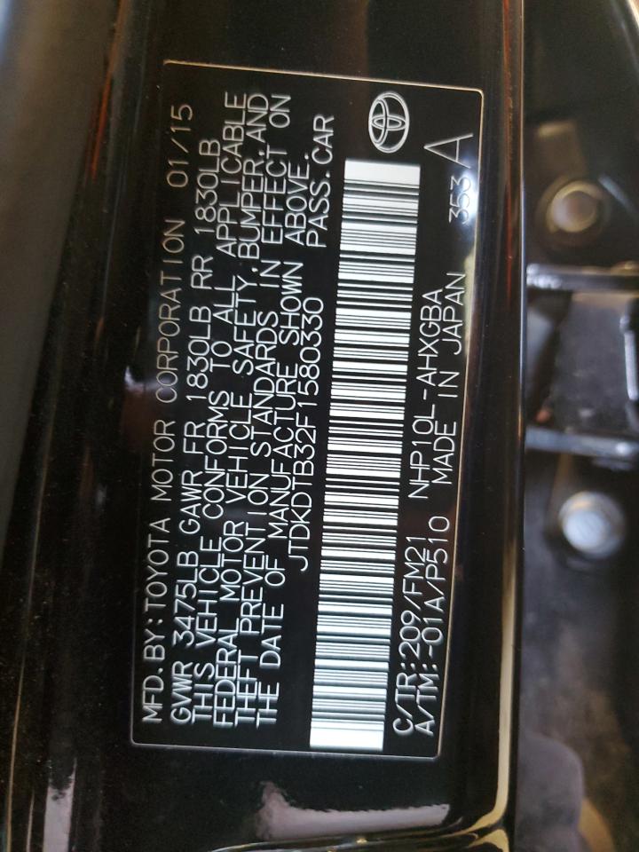 2015 Toyota Prius C VIN: JTDKDTB32F1580330 Lot: 63243045