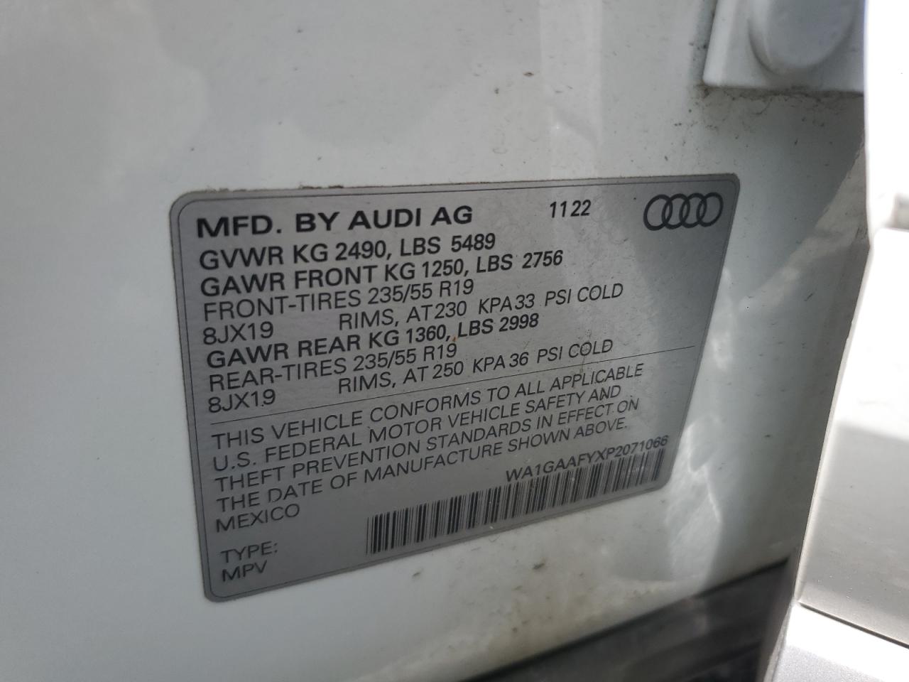 2023 Audi Q5 Premium 45 VIN: WA1GAAFYXP2071066 Lot: 65177705