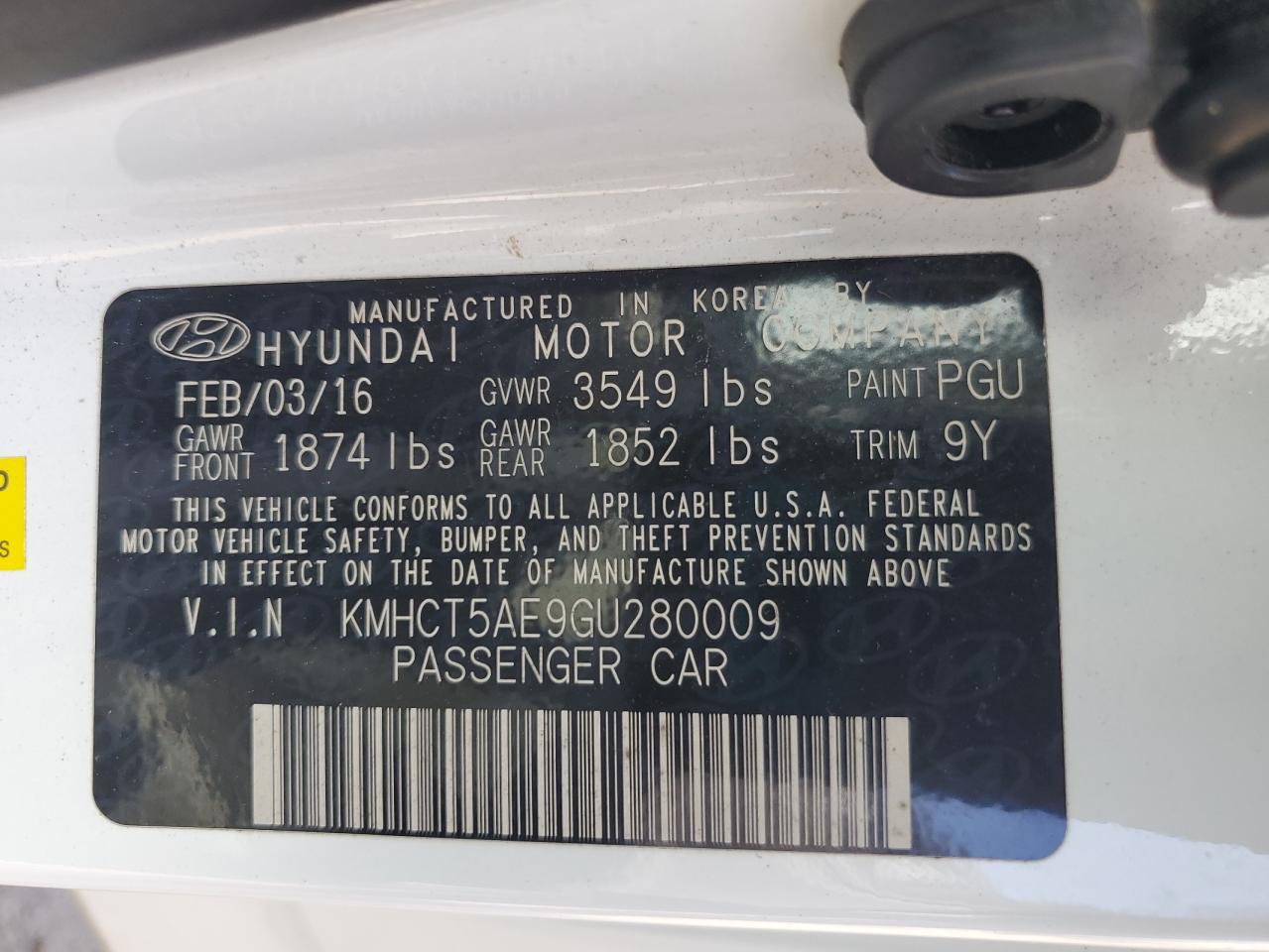 2016 Hyundai Accent Se VIN: KMHCT5AE9GU280009 Lot: 64241965