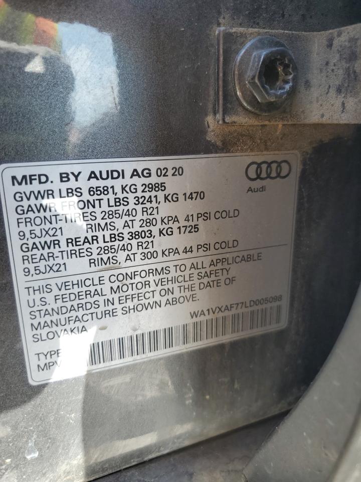 2020 Audi Q7 Prestige VIN: WA1VXAF77LD005098 Lot: 64656425