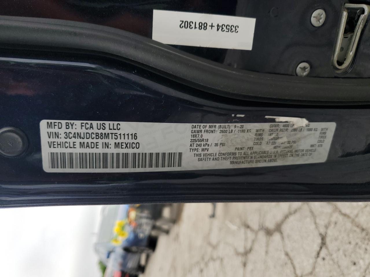 2021 Jeep Compass Limited VIN: 3C4NJDCB8MT511116 Lot: 65564735