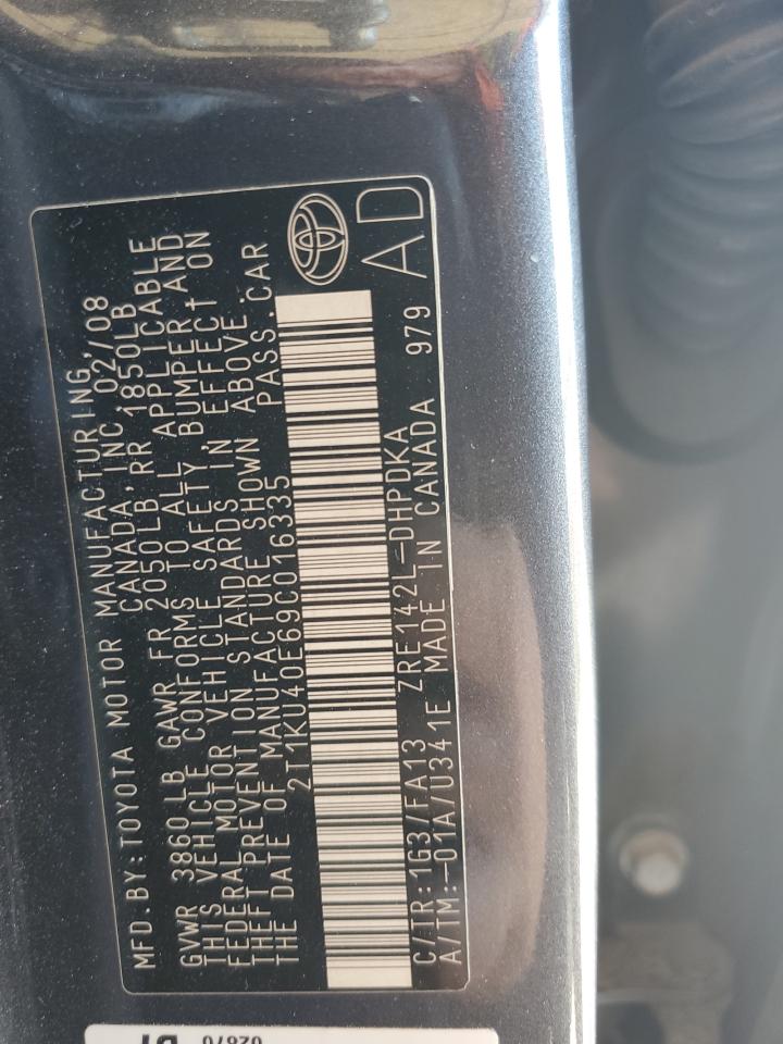 2009 Toyota Corolla Matrix VIN: 2T1KU40E69C016335 Lot: 65206895