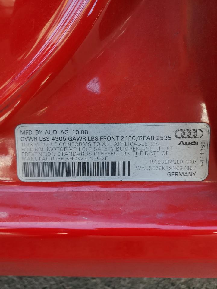 2009 Audi A4 Premium Plus VIN: WAUSF78K79N037887 Lot: 65015285