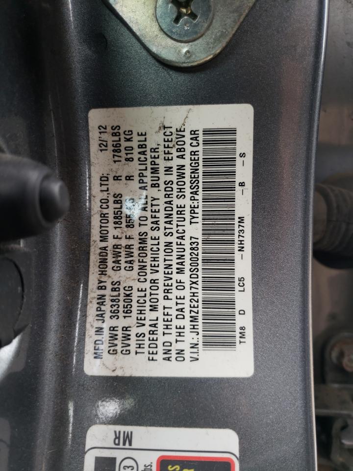 2013 Honda Insight Ex VIN: JHMZE2H7XDS002837 Lot: 66559635