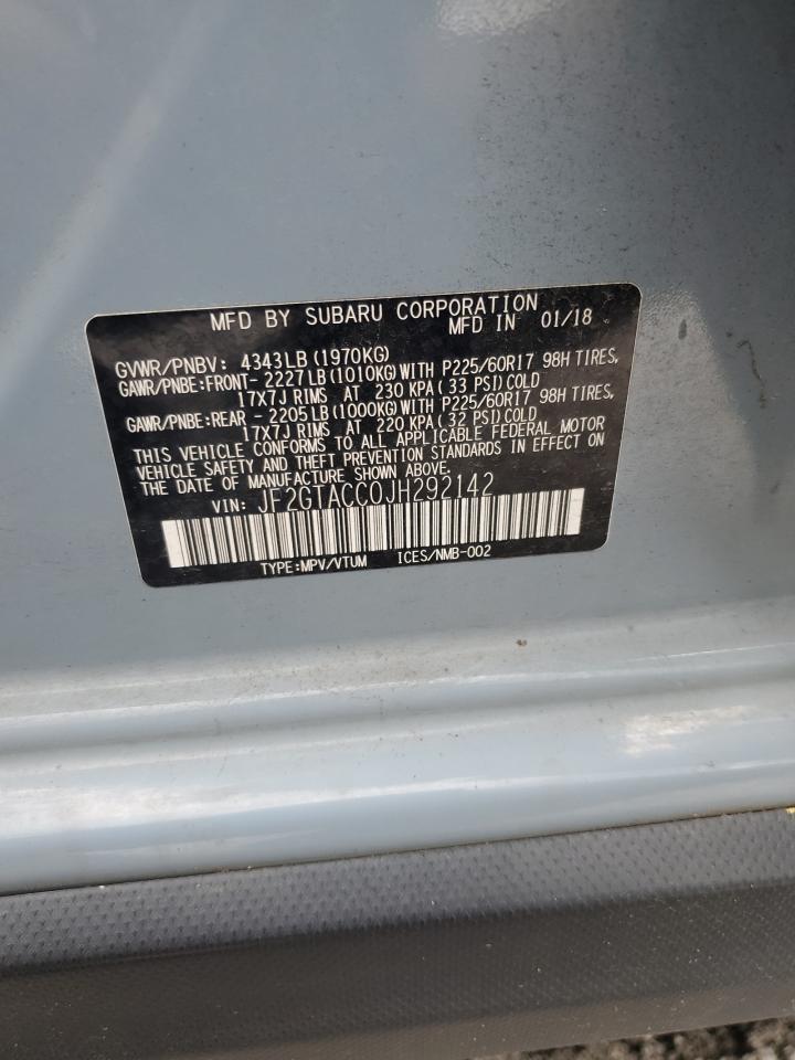 2018 Subaru Crosstrek Premium VIN: JF2GTACC0JH292142 Lot: 64286555