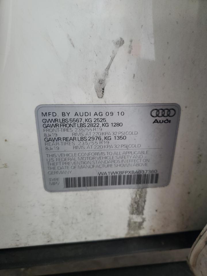 2011 Audi Q5 Prestige VIN: WA1WKBFPXBA037360 Lot: 65169495
