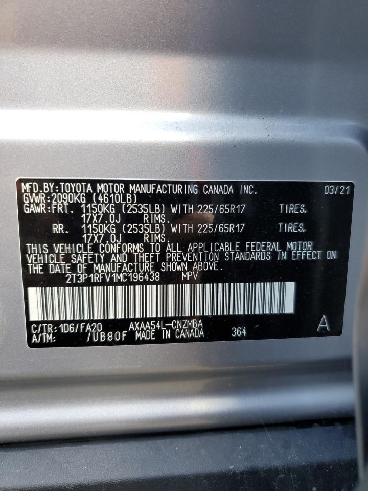 2021 Toyota Rav4 Xle VIN: 2T3P1RFV1MC196438 Lot: 63460265