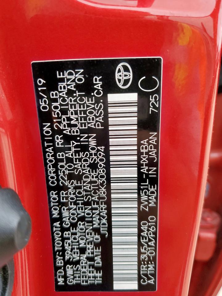 2019 Toyota Prius VIN: JTDKARFU8K3089094 Lot: 64755675