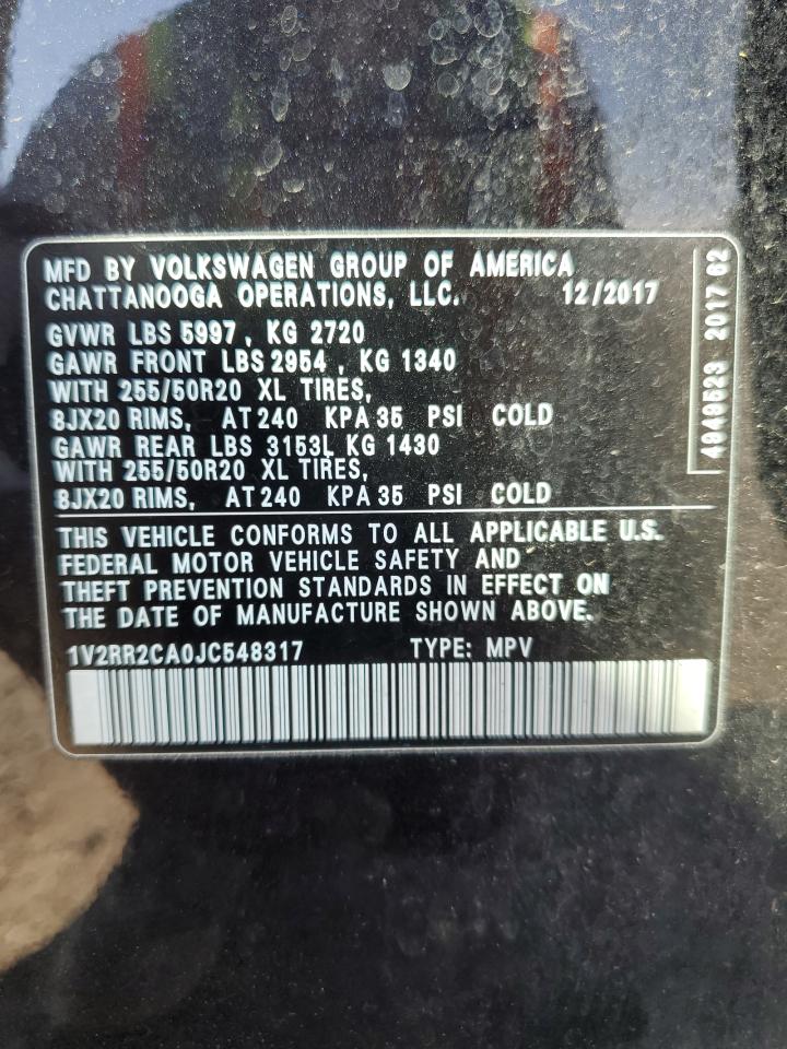 2018 Volkswagen Atlas Sel VIN: 1V2RR2CA0JC548317 Lot: 64521035