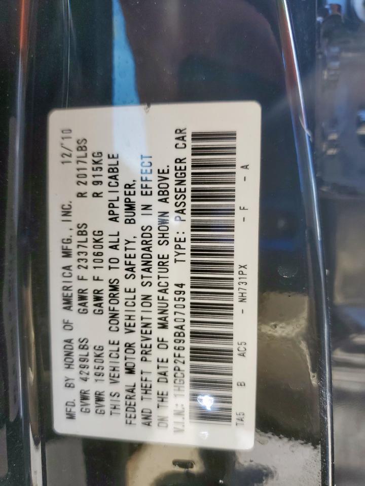2011 Honda Accord Se VIN: 1HGCP2F69BA070594 Lot: 63095375