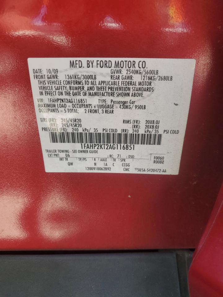 2010 Ford Taurus Sho VIN: 1FAHP2KT2AG116851 Lot: 64173715