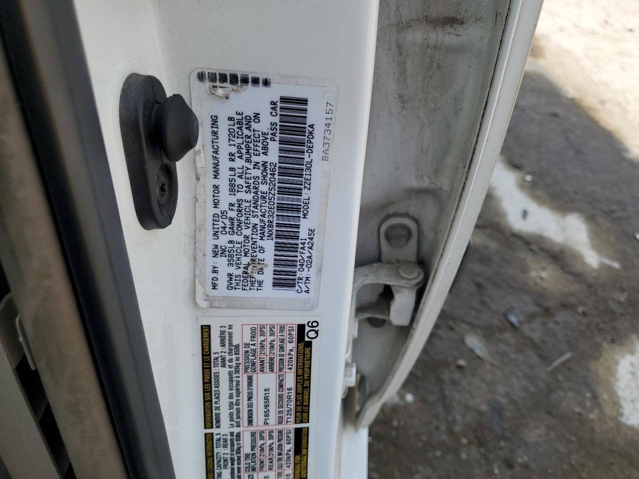 2005 Toyota Corolla Ce VIN: 1NXBR32E05Z520462 Lot: 63695595