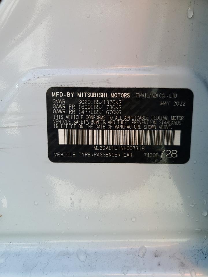 ml32auhj1nh007318 ML32AUHJ1NH007318 2022 Mitsubishi Mirage Es