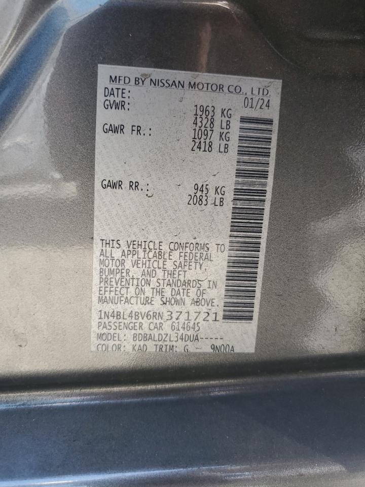 2024 Nissan Altima S VIN: 1N4BL4BV6RN371721 Lot: 63291595