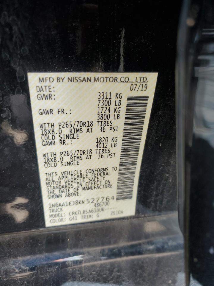2019 Nissan Titan S VIN: 1N6AA1EJ8KN527764 Lot: 63940305