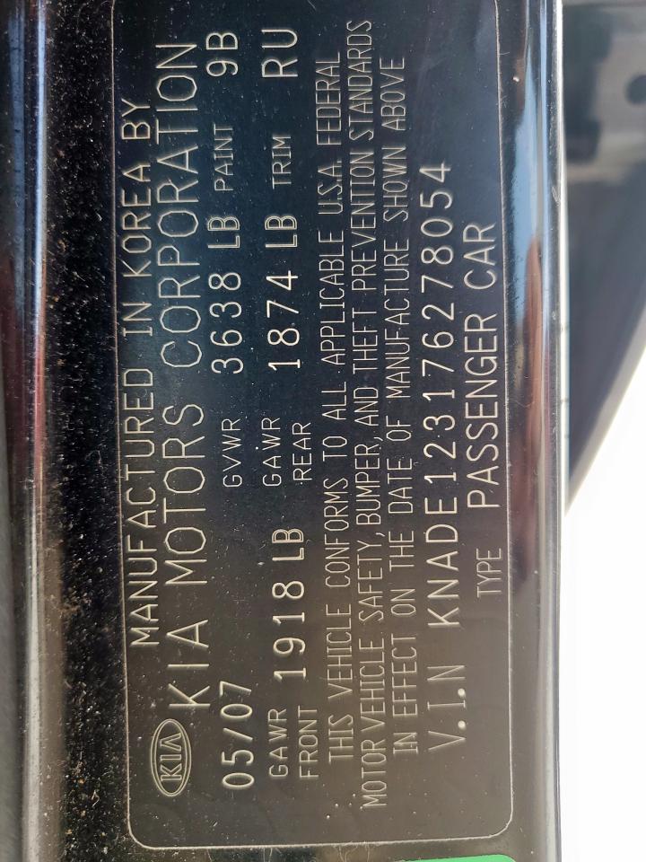 2007 Kia Rio Base VIN: KNADE123176278054 Lot: 64590495